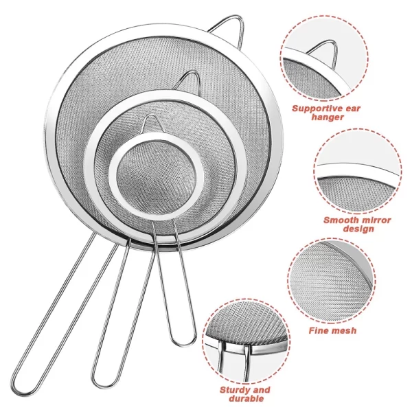 Stainless Steel Mesh Strainer – High-Density Oil & Food Filter for Kitchen Use (7–18cm Sizes) - Image 4