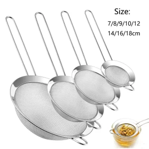 Stainless Steel Mesh Strainer – High-Density Oil & Food Filter for Kitchen Use (7–18cm Sizes)
