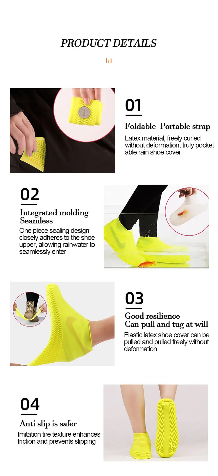 Rubber Rain Boots Rain Shoe Cover for Shoes Silicone Rain Boots Covers Protector Waterproof Footwear Covers