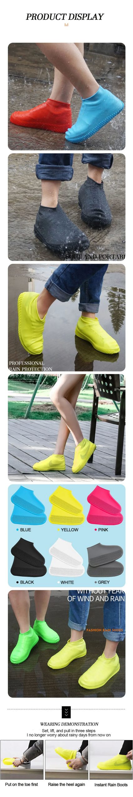 Rubber Rain Boots Rain Shoe Cover for Shoes Silicone Rain Boots Covers Protector Waterproof Footwear Covers