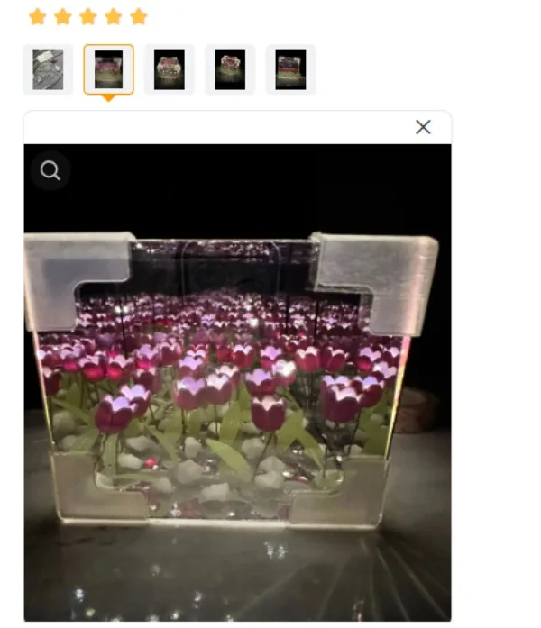NEW Creative Diy Tulip Flower Sea Cube Three-Dimensional Small Night Lamp Material Package for Girlfriend Couple Girlfriend Gift