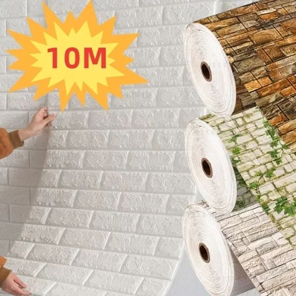 Self-adhesive 3D Antique Foam Brick Wallpaper