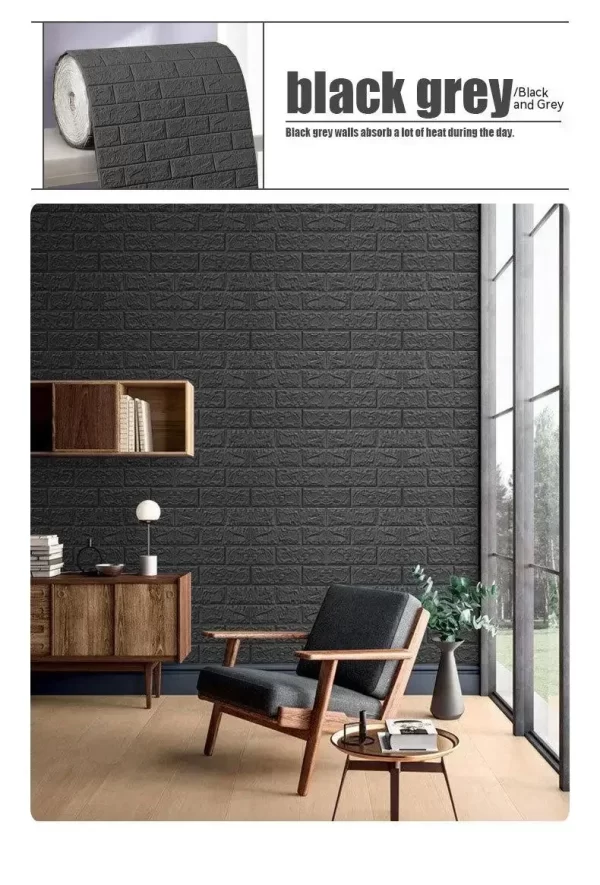 Black Foam Brick Wallpaper