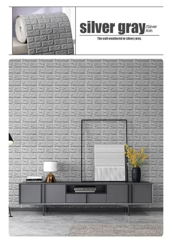 Light Grey Foam Brick Wallpaper