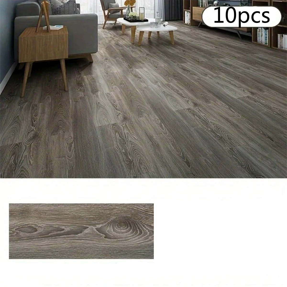 10Pcs 40x15cm PVC Floor Stickers Self-adhesive Stickers Waterproof Thickened Wood Grain Floor Stickers Stickers Living Room