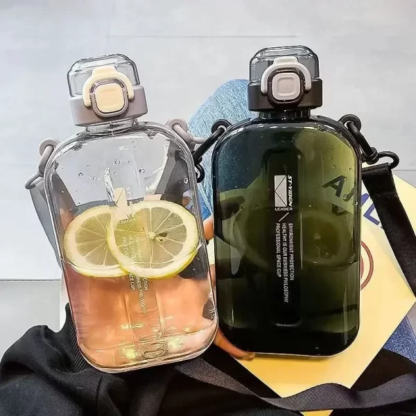 750ml Flat Water Canteen with Strap & Straw - Image 3