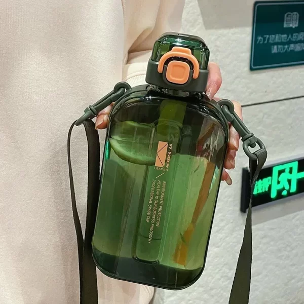 750ml Flat Water Canteen with Strap & Straw - Image 4
