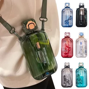 750ml Flat Water Canteen with Strap & Straw