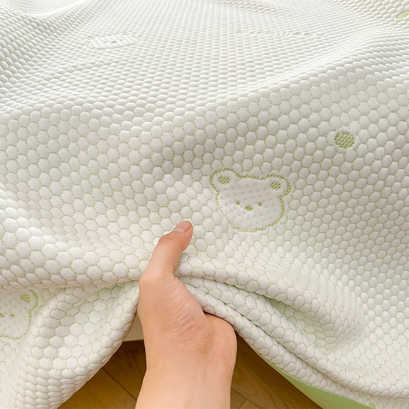 Class A Natural Latex Breathable Folding Cool Feel Bed Mat, For Summer Quilted Smooth Mint Green Brown Bear Print Bed Cool Mat Class A Natural Latex Breathable Folding Cool Feel Bed Mat, For Summer Quilted Smooth Mint Green Brown Bear Print Bed Cool Mat