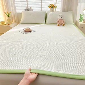 🐻 Stay Cool This Summer – Breathable Folding Latex Bed Mat with Cute Bear Print