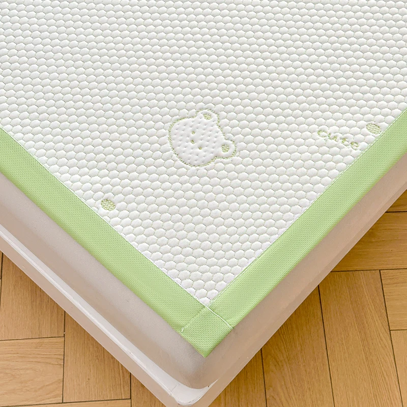 Class A Natural Latex Breathable Folding Cool Feel Bed Mat, For Summer Quilted Smooth Mint Green Brown Bear Print Bed Cool Mat Class A Natural Latex Breathable Folding Cool Feel Bed Mat, For Summer Quilted Smooth Mint Green Brown Bear Print Bed Cool Mat