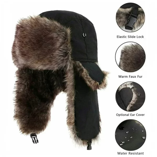 ❄️ Stay Stylish & Warm – Unisex Trapper Hat with Faux Fur & Chin Strap - Image 5