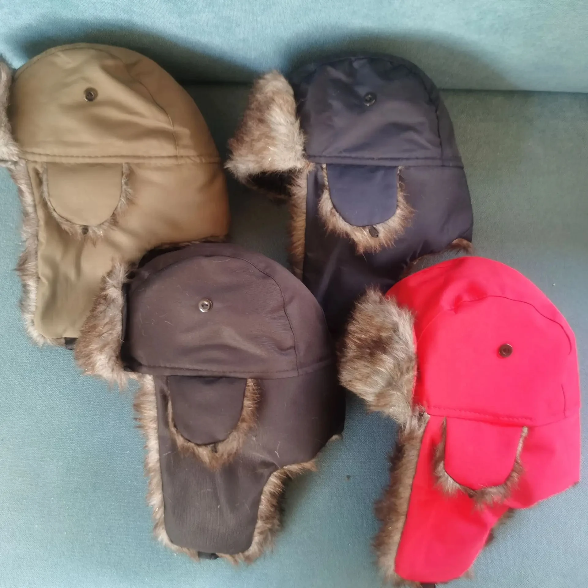 Unisex Warm Mens Women Trapper Cap Aviator Trooper Earflap Winter Flaps Ski Hat New Bomber Hats Russian Ski Hat Faux Fur Hats
