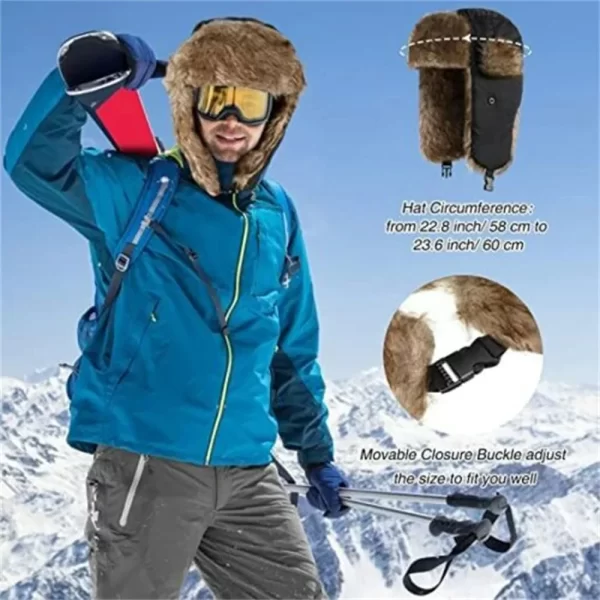 ❄️ Stay Stylish & Warm – Unisex Trapper Hat with Faux Fur & Chin Strap - Image 4