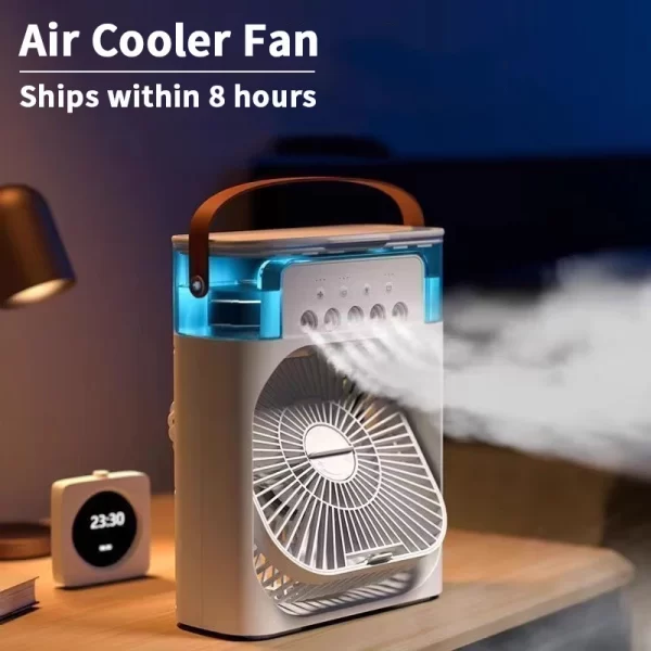 ❄️ 3-in-1 Smart Cooling Fan – Humidifier, Air Cooler & Mood Light in One