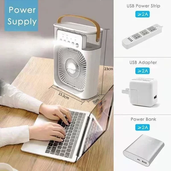 ❄️ 3-in-1 Smart Cooling Fan – Humidifier, Air Cooler & Mood Light in One - Image 3