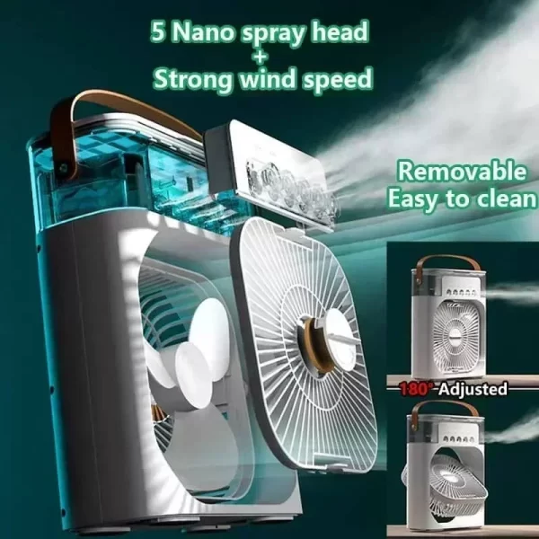 ❄️ 3-in-1 Smart Cooling Fan – Humidifier, Air Cooler & Mood Light in One - Image 4