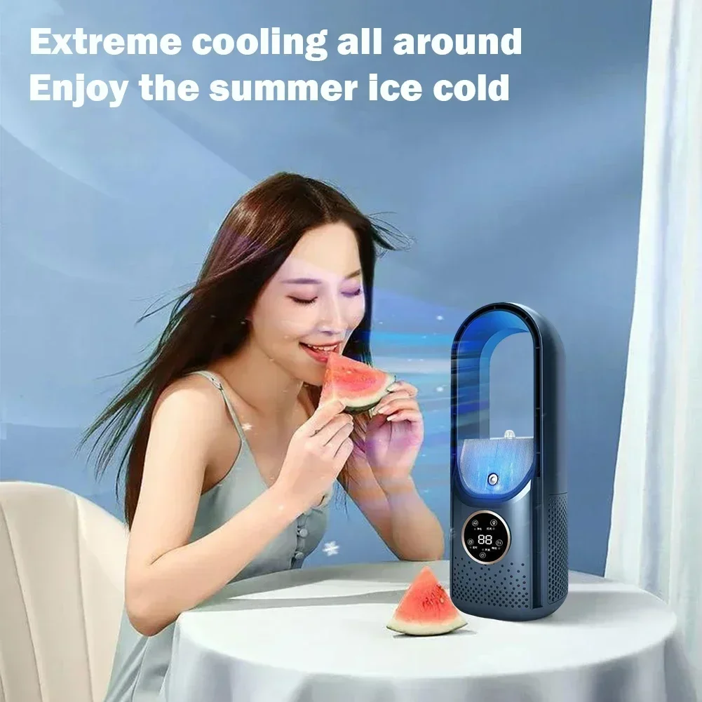 2025 Bladeless Fan 6 Speed Desktop Fanless Blade Cooler Cooling Fan for Office Portable Silent Fans Humidifier Air Conditioner