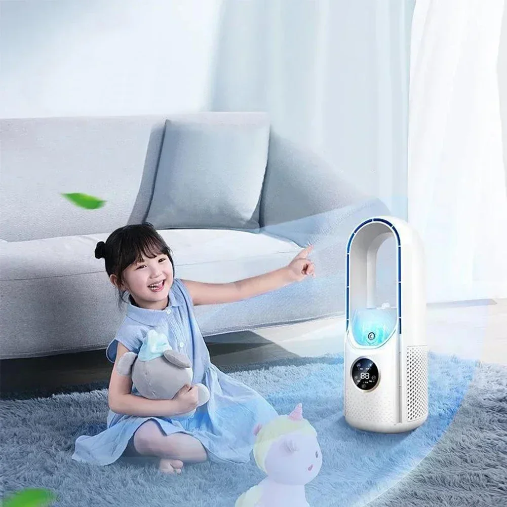 2025 Bladeless Fan 6 Speed Desktop Fanless Blade Cooler Cooling Fan for Office Portable Silent Fans Humidifier Air Conditioner
