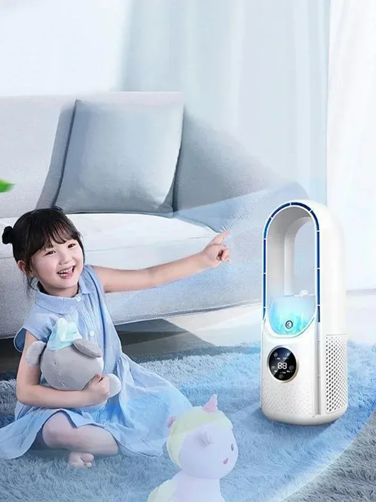 2025 Bladeless Fan 6 Speed Desktop Fanless Blade Cooler Cooling Fan for Office Portable Silent Fans Humidifier Air Conditioner