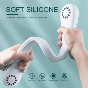 🌬️ TurboCool™ Bladeless Neck Fan – Rechargeable, Hands-Free & Ultra-Safe Cooling