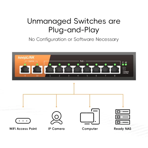 KeepLiNK 10-Port Gigabit PoE Switch – Power & Connect with Ease - Image 3