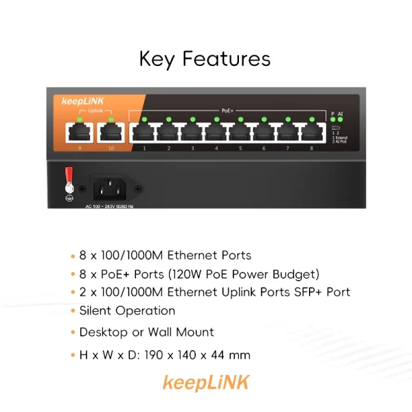 KeepLiNK 10-Port Gigabit PoE Switch – Power & Connect with Ease - Image 2