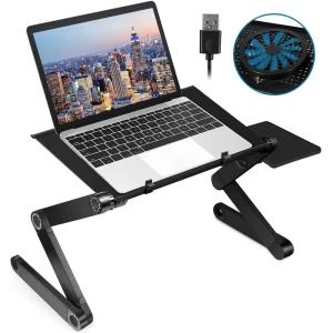 FlexiCool Adjustable Aluminum Laptop Desk – Portable Stand with Mouse Tray