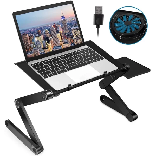 FlexiCool Adjustable Aluminum Laptop Desk – Portable Stand with Mouse Tray