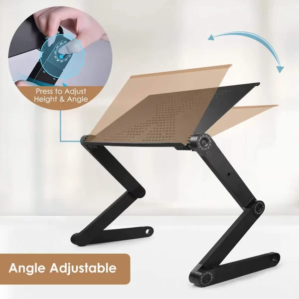 FlexiCool Adjustable Aluminum Laptop Desk – Portable Stand with Mouse Tray - Image 6