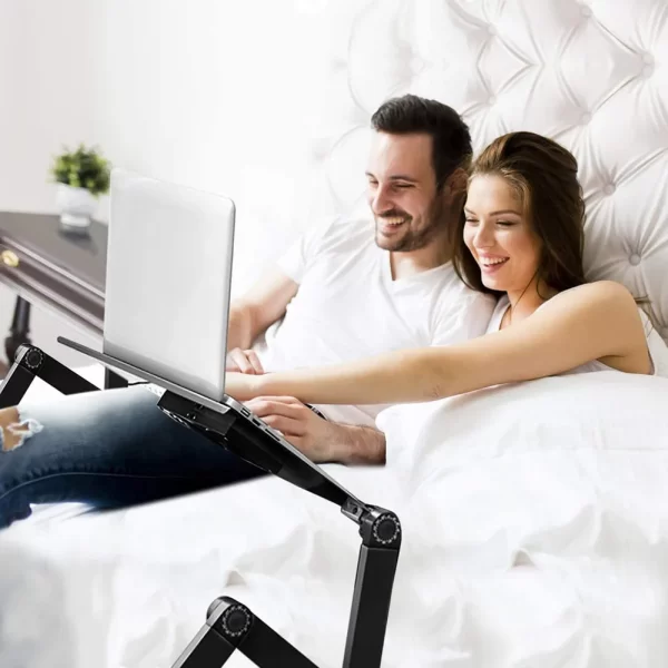 FlexiCool Adjustable Aluminum Laptop Desk – Portable Stand with Mouse Tray - Image 5