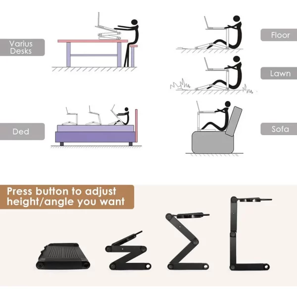 FlexiCool Adjustable Aluminum Laptop Desk – Portable Stand with Mouse Tray - Image 2