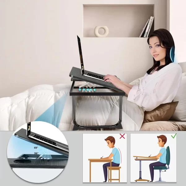 ComfyLap Adjustable Folding Bed Desk – With Cup Holder & Cooling Vents - Image 2