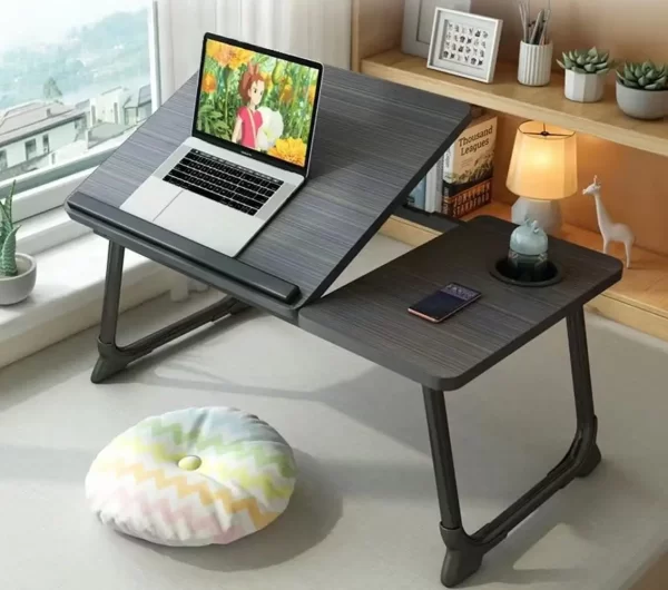 ComfyLap Adjustable Folding Bed Desk – With Cup Holder & Cooling Vents