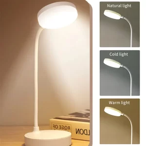 Portable LED Desk Lamp – USB Rechargeable with Stepless Dimming