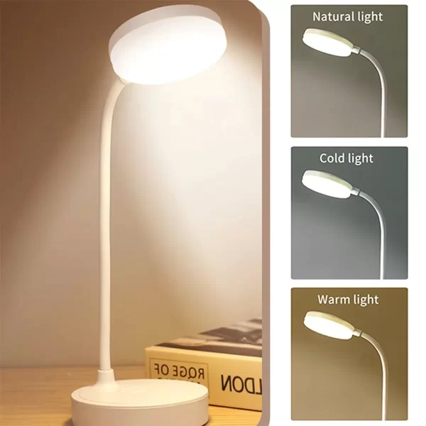 Portable LED Desk Lamp – USB Rechargeable with Stepless Dimming