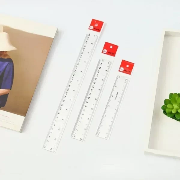 Transparent Plastic Ruler Set – 15cm, 20cm & 30cm Rulers for School & Office - Image 2