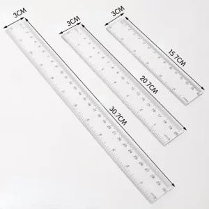 Transparent Plastic Ruler Set – 15cm, 20cm & 30cm Rulers for School & Office