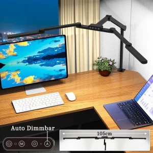 24W LED Clip-On Desk Lamp – Dual Head, Adjustable & Dimmable