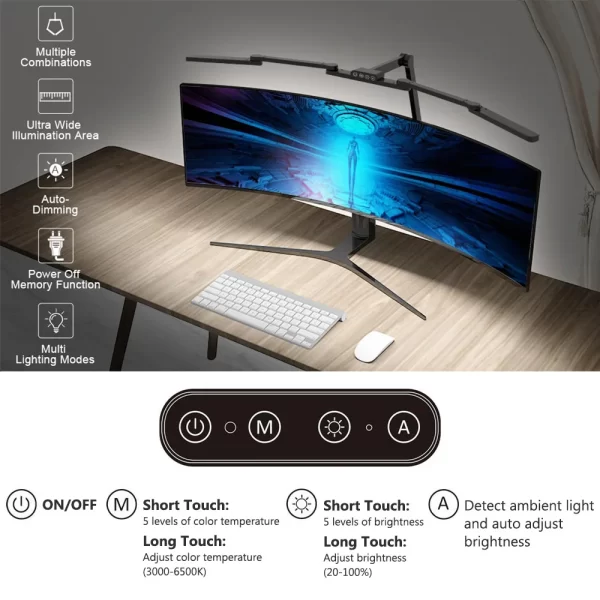 24W LED Clip-On Desk Lamp – Dual Head, Adjustable & Dimmable - Image 5