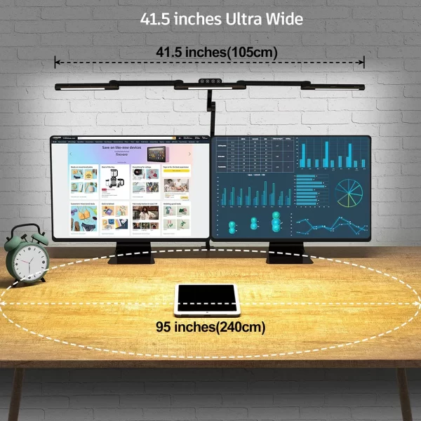 24W LED Clip-On Desk Lamp – Dual Head, Adjustable & Dimmable - Image 3