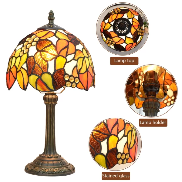 Vintage Style Bedside Table Lamp – Colourful Glass Reading & Décor Light (8") - Image 6