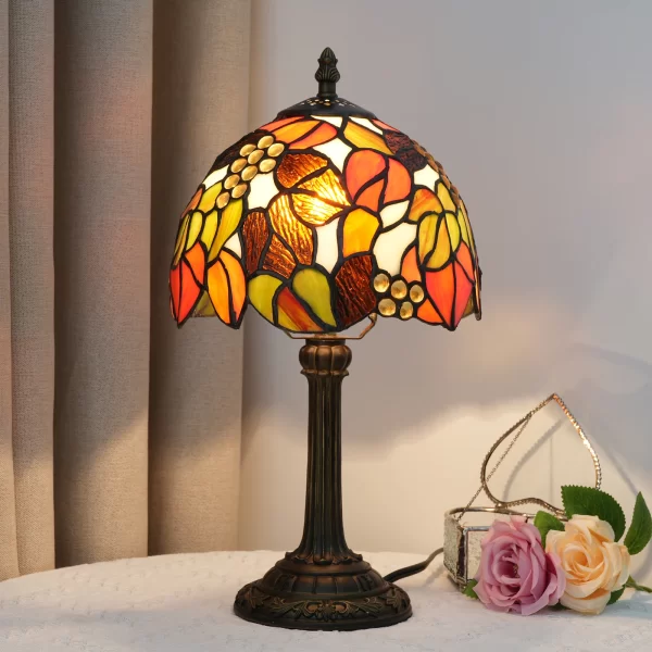 Vintage Style Bedside Table Lamp – Colourful Glass Reading & Décor Light (8")