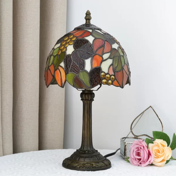 Vintage Style Bedside Table Lamp – Colourful Glass Reading & Décor Light (8") - Image 3
