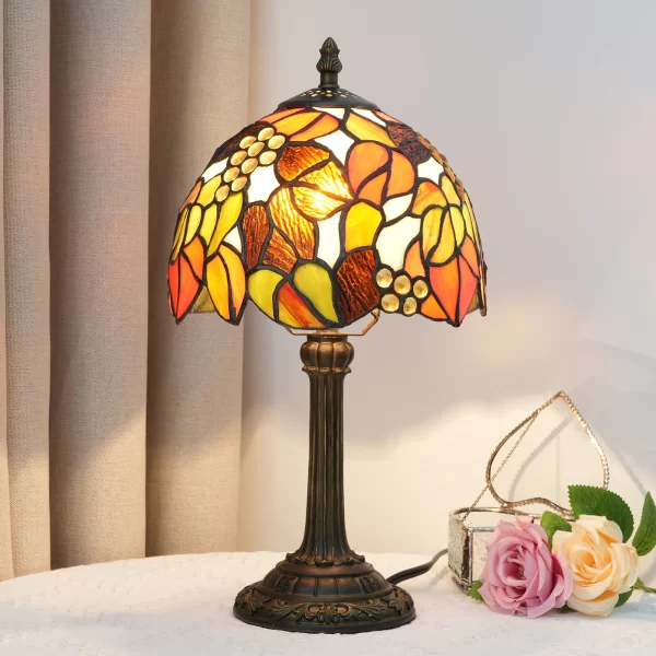 Vintage Style Bedside Table Lamp – Colourful Glass Reading & Décor Light (8") - Image 4