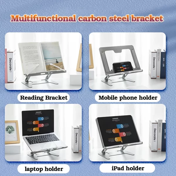 Adjustable Multifunction Reading Stand – Extendable Steel Holder for Books, Phones & Laptops - Image 3