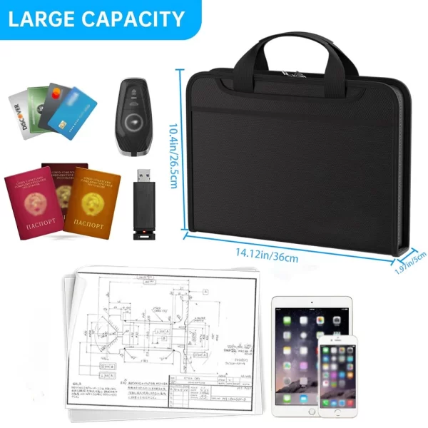 Fire & Water Resitant File Organiser – Multi-Compartment Portable Document Bag - Image 5