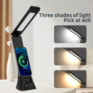 LED Folding Desk Lamp with Wireless Charging – Dimmable Eye-Care Light