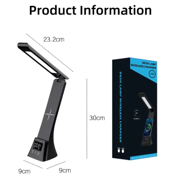 LED Folding Desk Lamp with Wireless Charging – Dimmable Eye-Care Light - Image 6