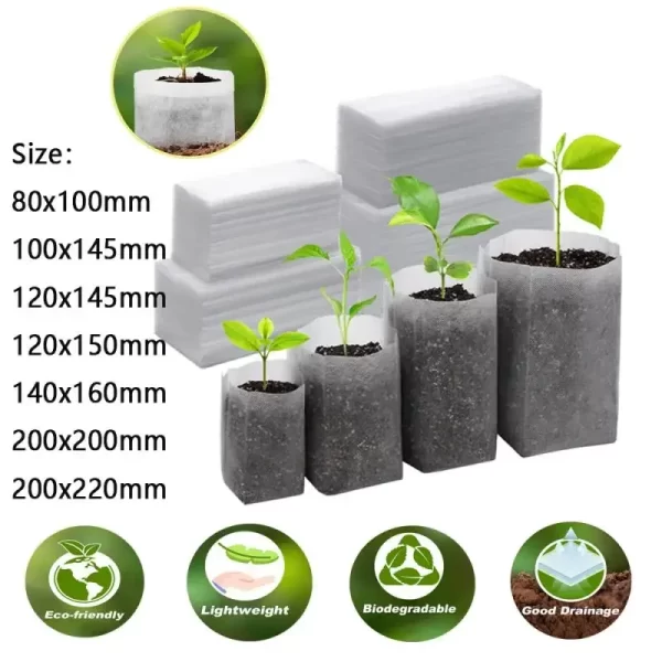 Biodegradable Plant Grow Bags – Non-Woven Seedling Nursery Pots (25/50/100pcs)